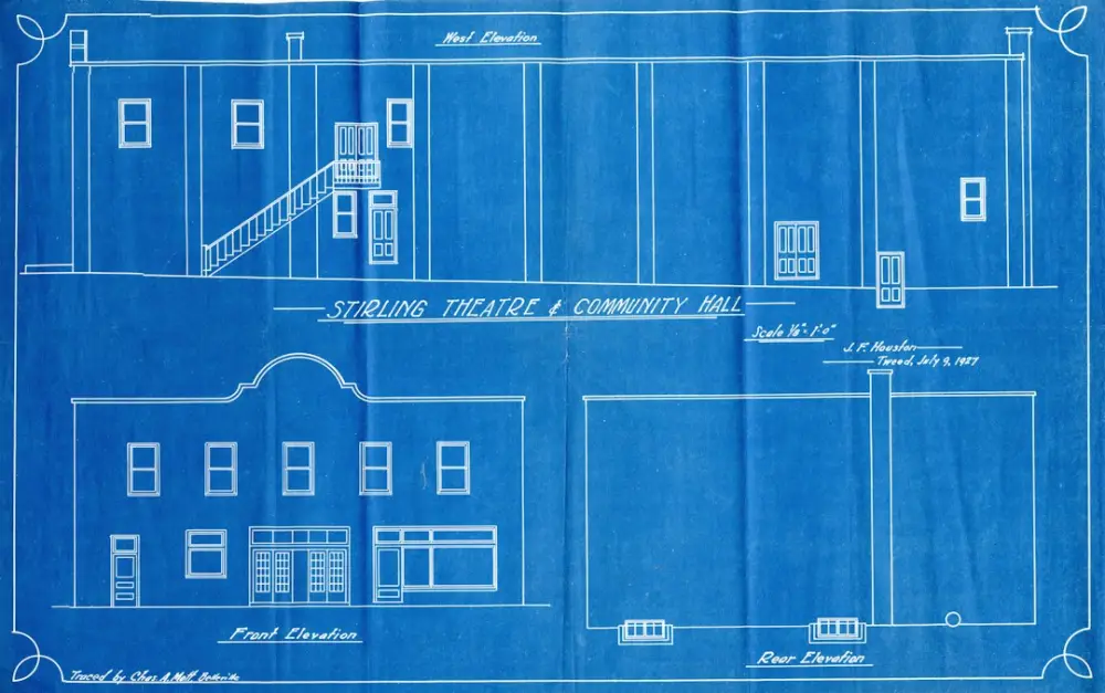Blueprint for tudor theatre and community hall building, illustrating frameworks and leadership